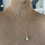 Faux Lariat Necklace in Aquamarine