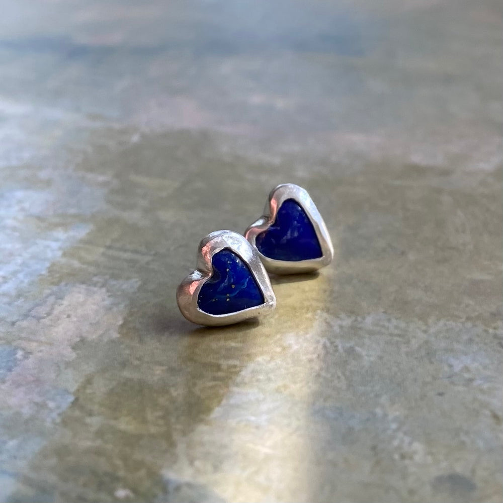 NEW Blue Heart Lapis Post Earring