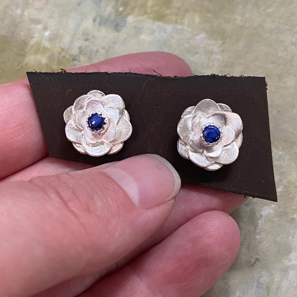 Dahlia Post Earrings in Indigo