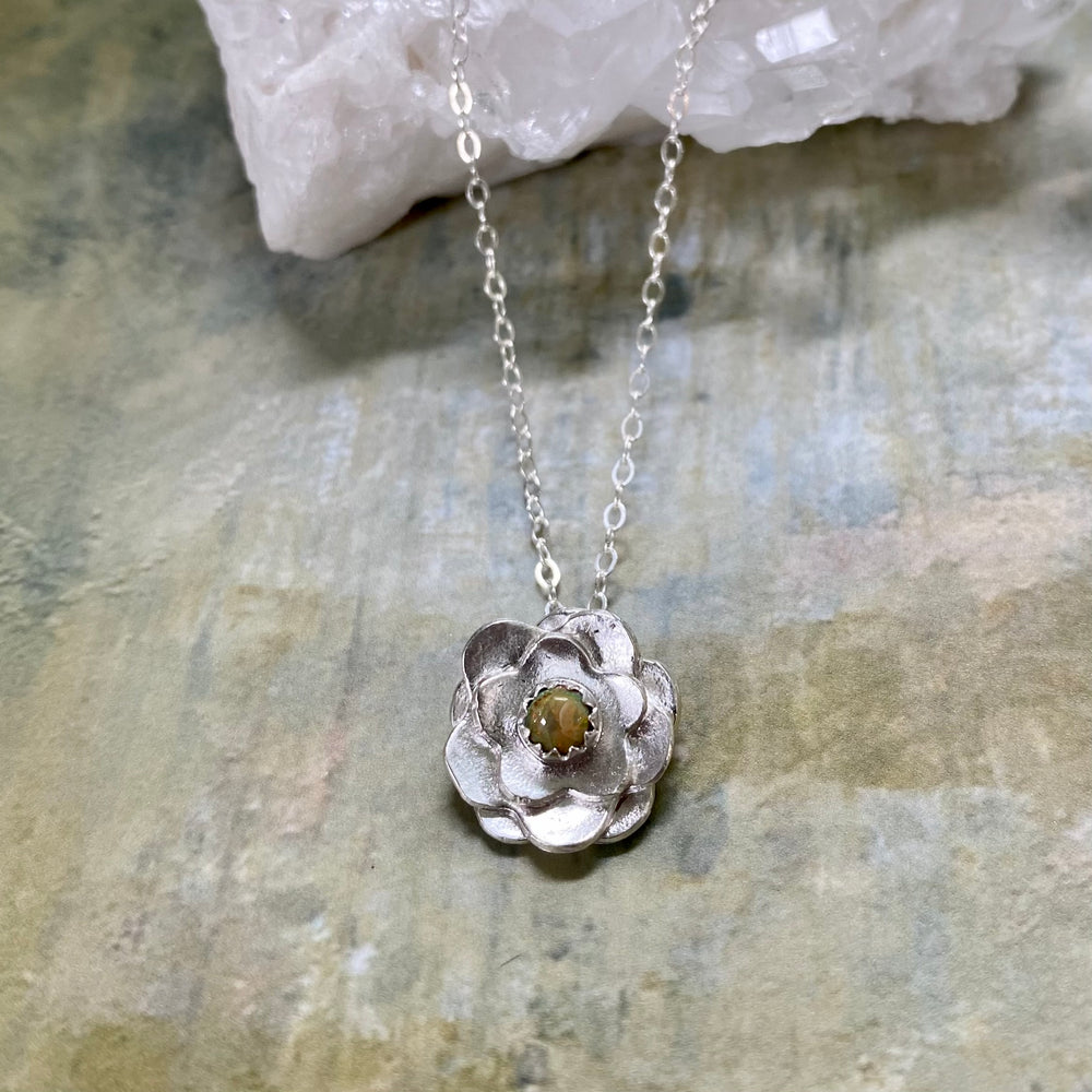 Dahlia Flower Necklace in Yellow