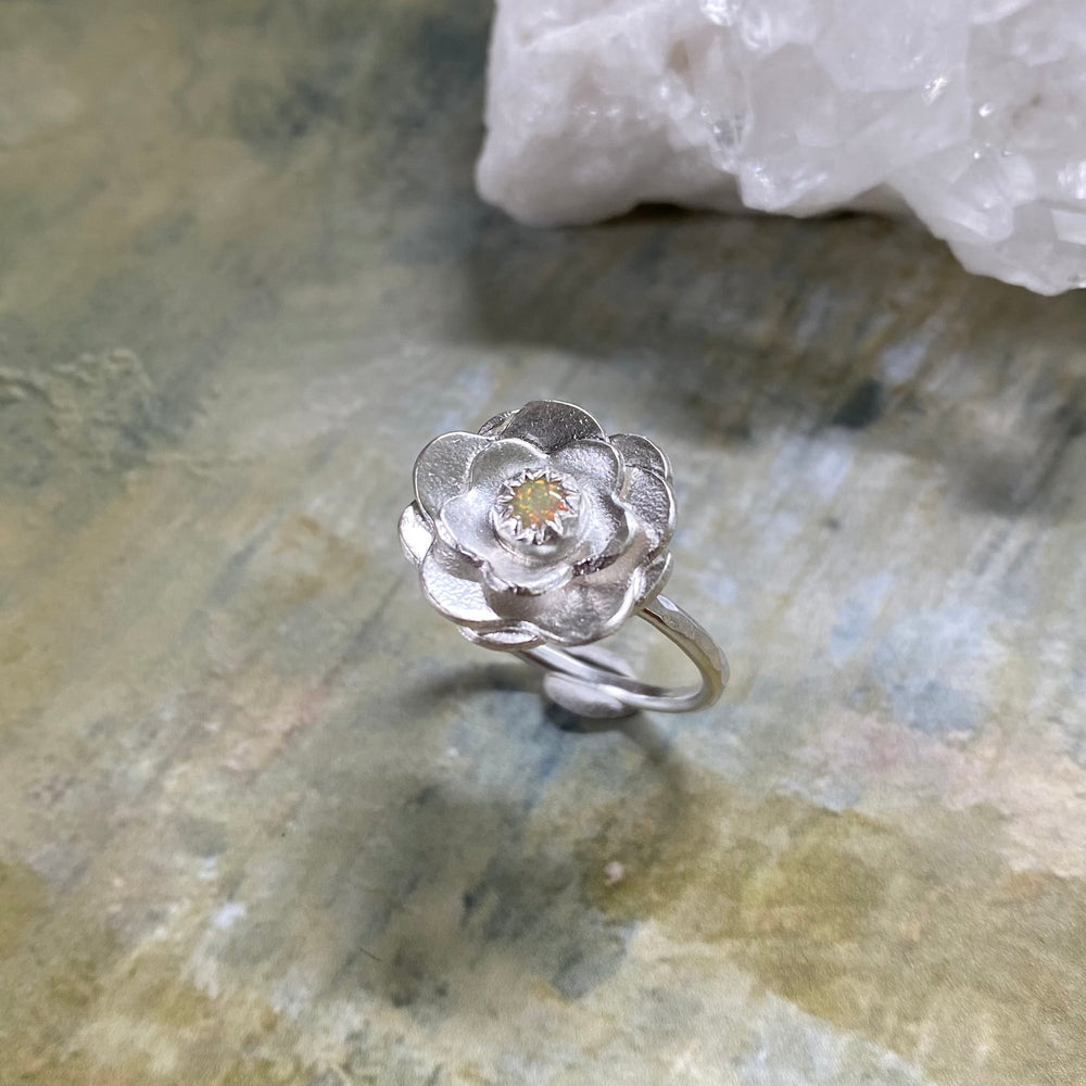 NEW Dahlia Flower Solitaire Ring in Yellow