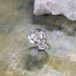 Dahlia Flower Solitaire Ring in Yellow