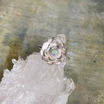 Dahlia Flower Solitaire Ring in Lime
