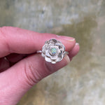 Dahlia Flower Solitaire Ring in Lime
