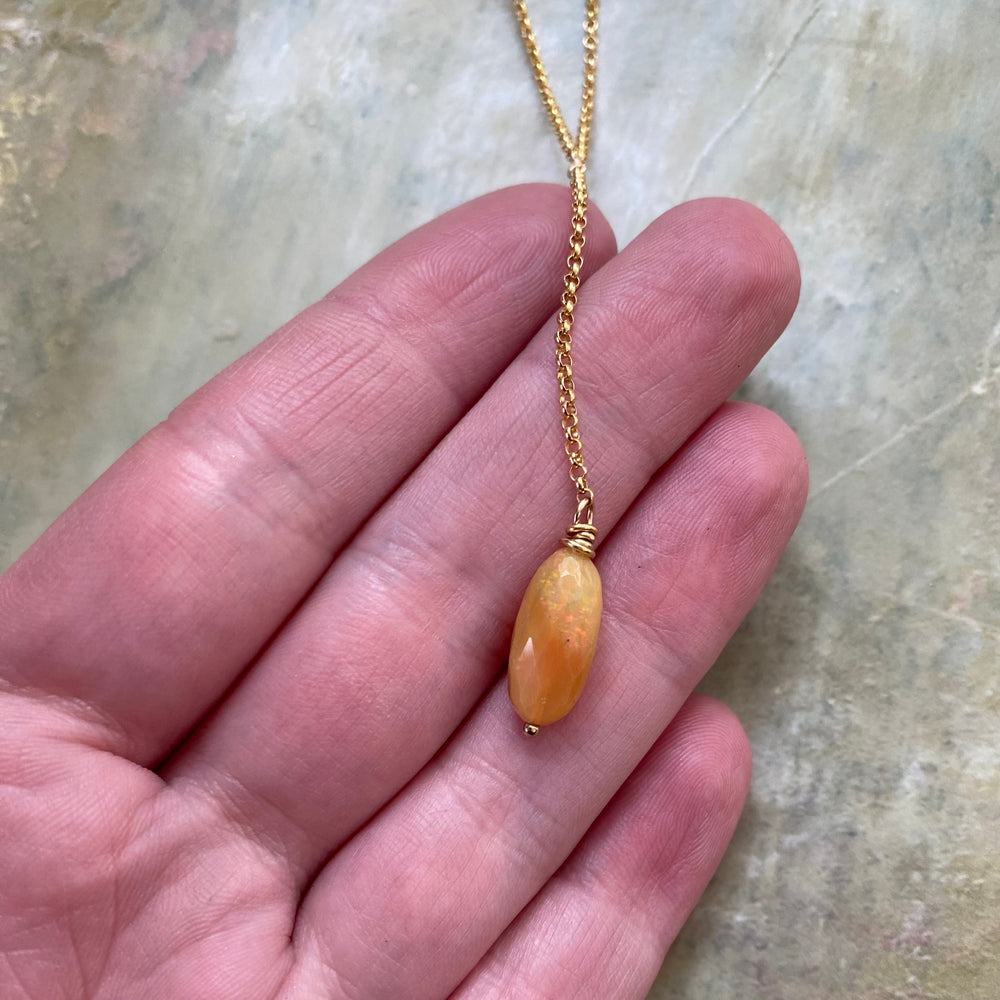 NEW Faux Lariat Necklace in Fire Opal