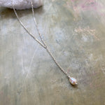 NEW Faux Lariat Necklace in Pearl