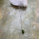 NEW Faux Lariat Necklace in Green Garnet