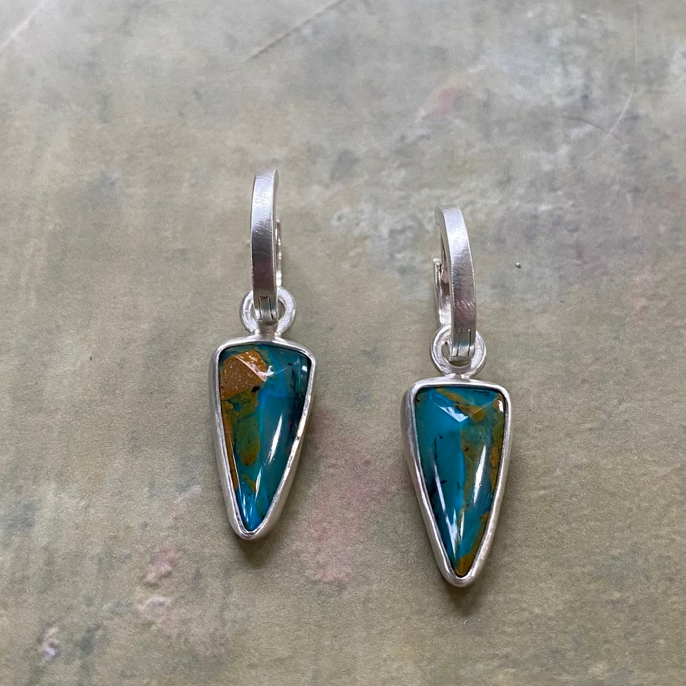 Huggie Hoop Earring with Blue Opal Charms