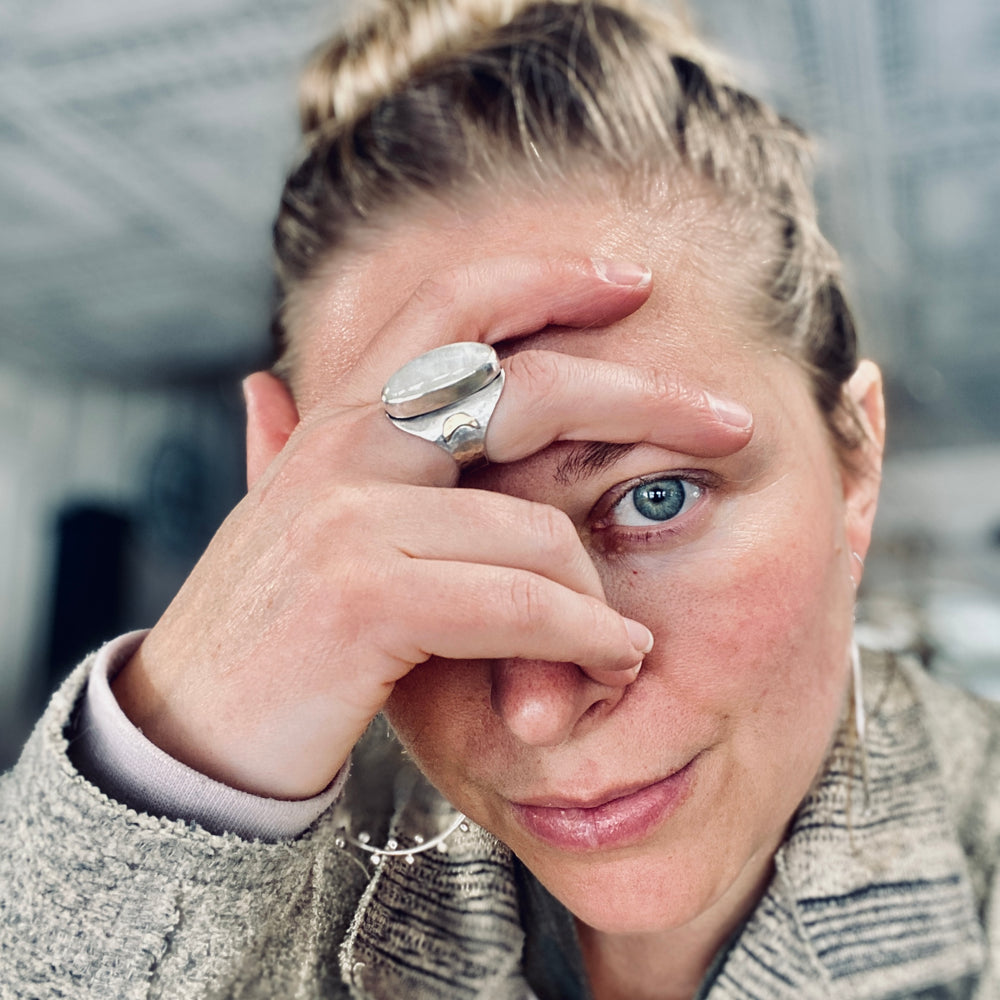 NEW Waning Crescent Moonstone Ring