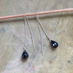 NEW Black Spinel Threader Dangle Earrings