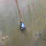 Faux Lariat Necklace in Labradorite