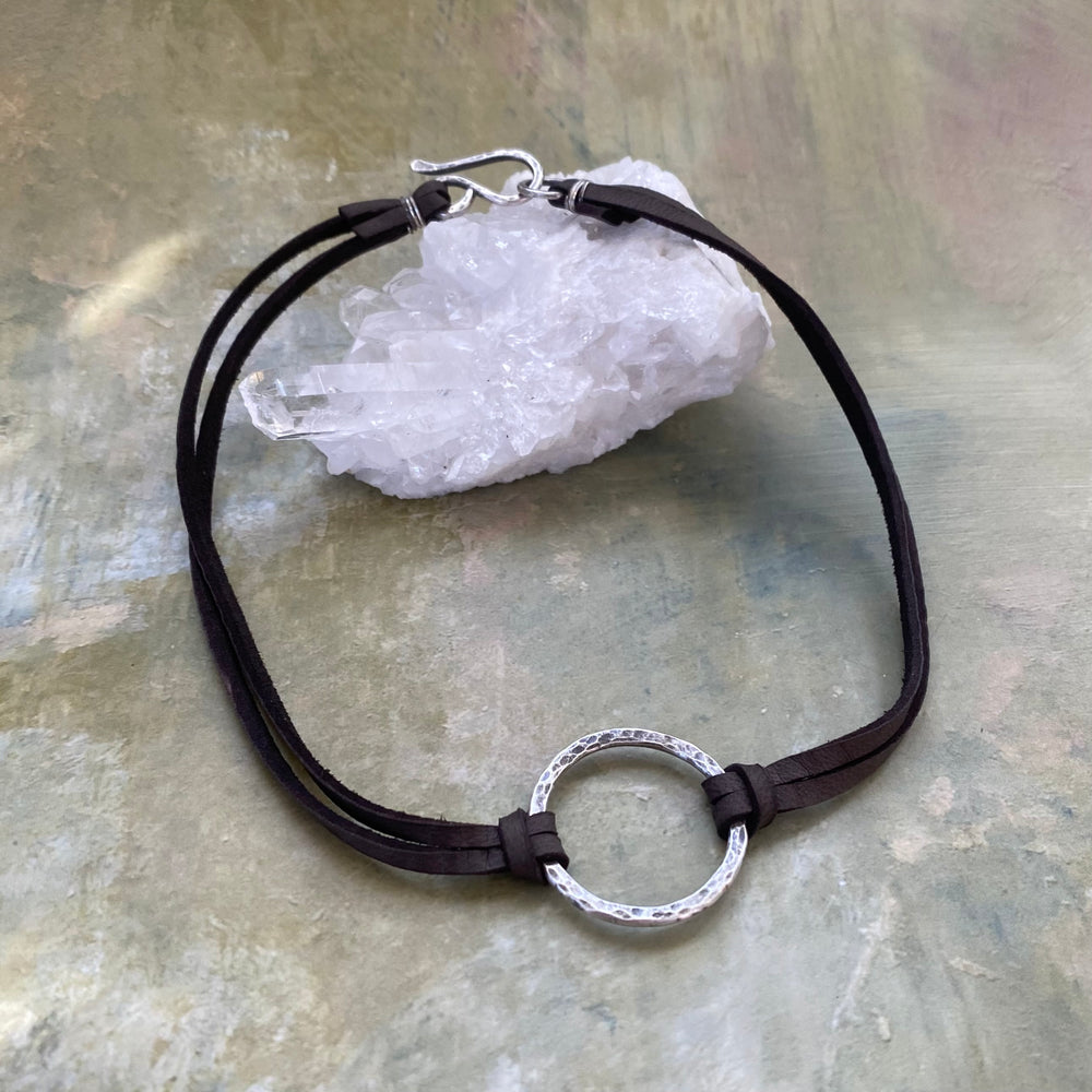 NEW Leather Choker Necklace in Grizzly or Coal