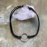 Leather Choker Necklace in Grizzly or Coal