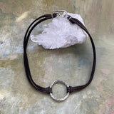 Leather Choker Necklace in Grizzly or Coal