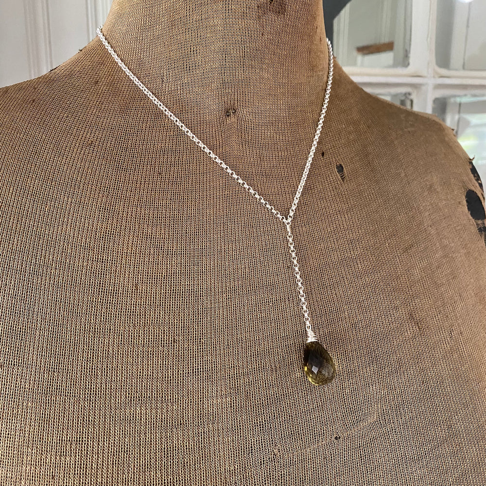 NEW Faux Lariat Necklace in Lemon Quartz