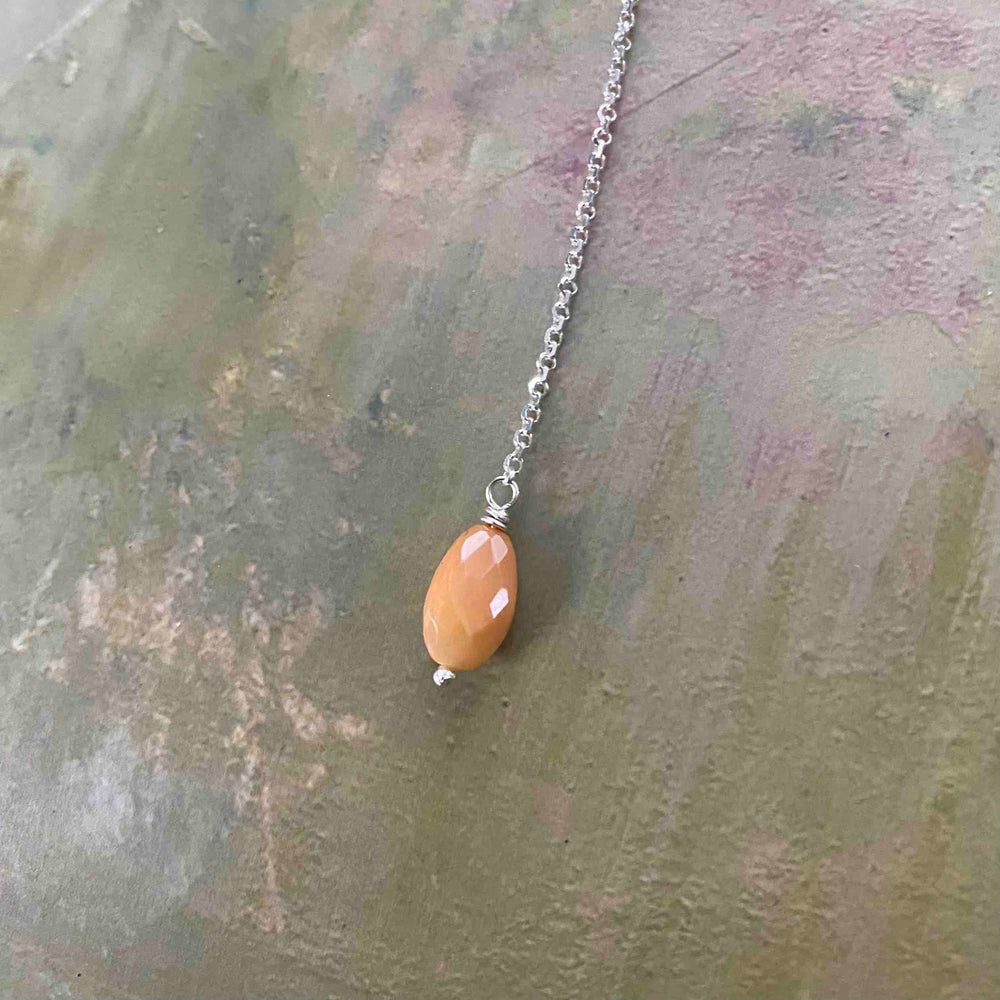 Faux Lariat Necklace in Fire Opal