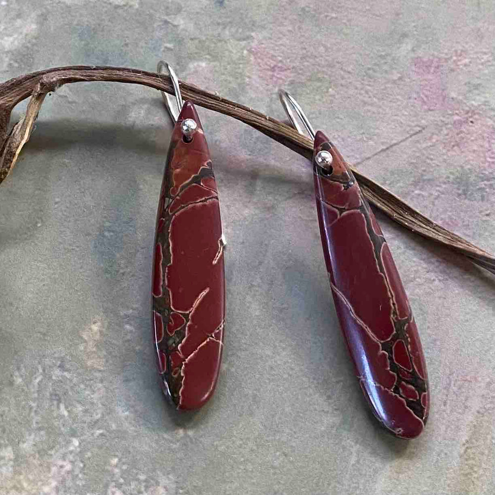 NEW Red Creek Jasper Dangle Earrings in Vermillion