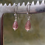 NEW Gem Drop Dangle Earrings in Strawberry Quartz