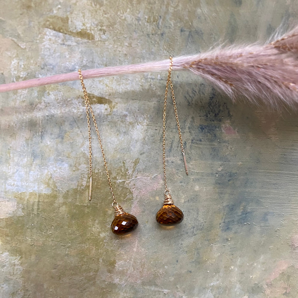 NEW Honey Quartz Threader Dangle Earrings