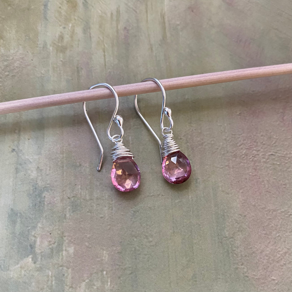NEW Gem Drop Dangle Earrings in Pink Topaz