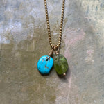 Cluster Necklace in Peridot & Turquoise
