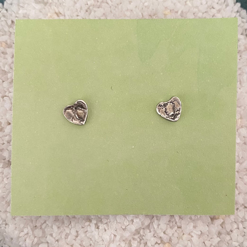 Pure Silver Post Earrings - Heart