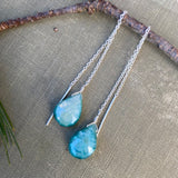 NEW Mystic Blue Moonstone Threader Dangle Earrings
