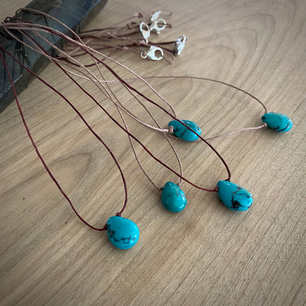 Turquoise & Linen Necklaces
